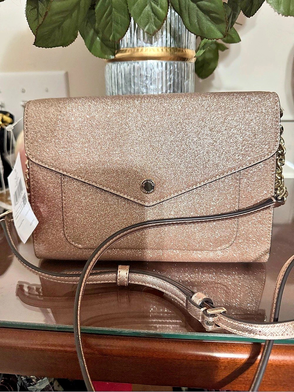 Kate Spade New York Reese Glitter Crossbody Bag in Pink NWT